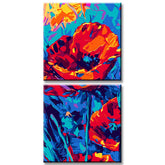 Painting by Numbers Abstract Red Poppy 2-Panel